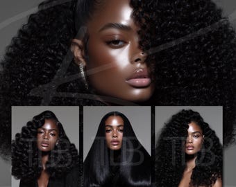 Luxury Hair – 50 Luxe Stock Photos | AI Beauty & Haircare Images | Black Hair Wig Models | Salon Brand Content