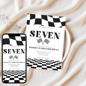 Editable Race Car Flag Birthday Invitation | Racing Theme Birthday | Race Cars Nascar Birthday | Template invitations | 015