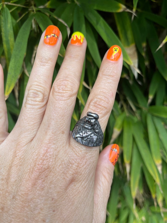 Vintage Skull  Biker Ring - image 1