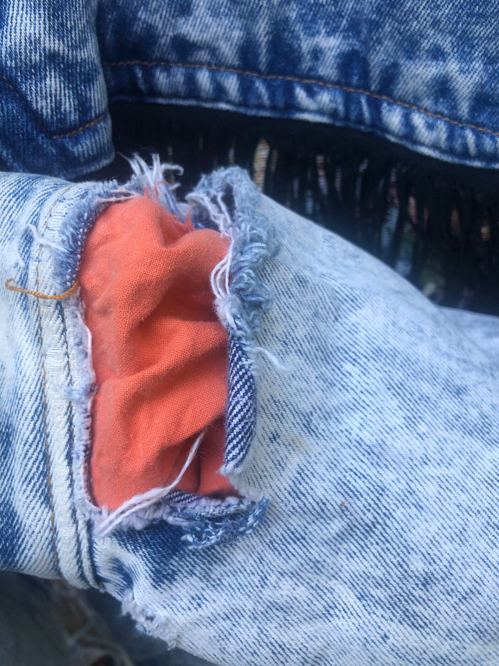 Vintage Säure waschen Denim Blume Wandteppich Jacke | Etsy