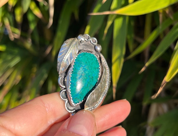 Double Feathers Large Turquoise Ring - image 2