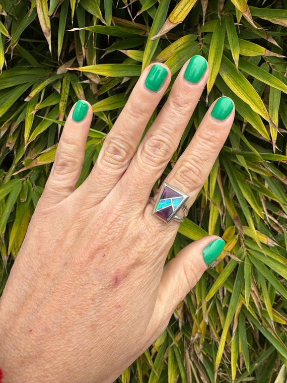 Vintage Sugilite and Opal Ring