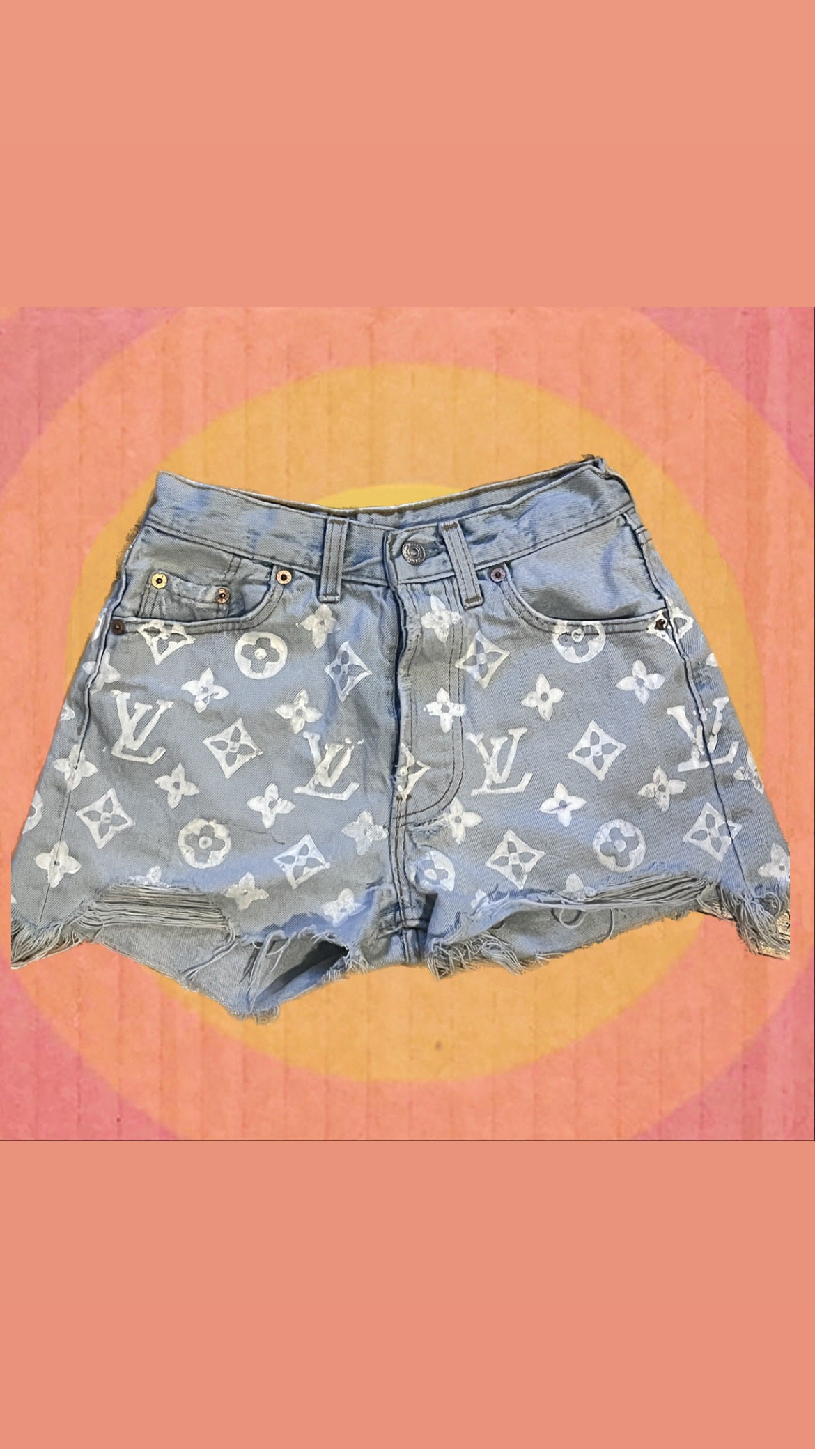 LV pink denim shorts