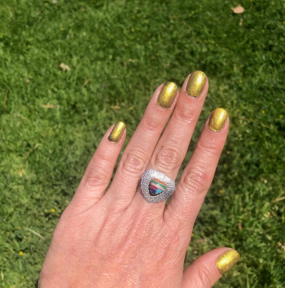 Vintage Zuni Inlay Heart Ring