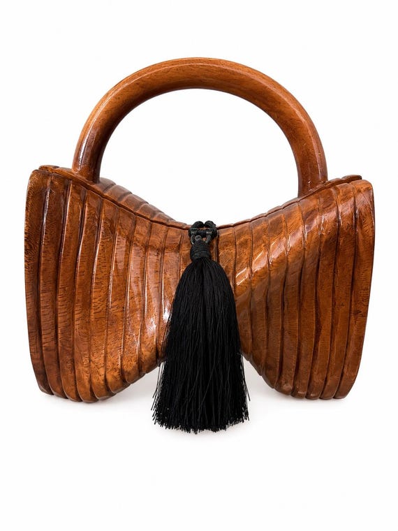 Vintage Timmy Woods of Beverly Hills Wood Handbag Pur… - Gem