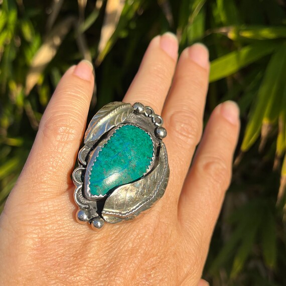 Double Feathers Large Turquoise Ring - image 4