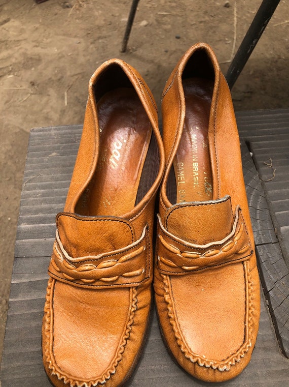 Vintage 1970s Loafer Leather Platform Shoes