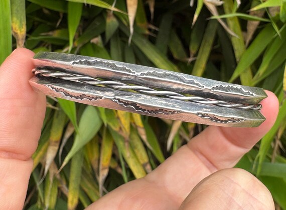 Solid Stamped Silver Double Twisted Cuff Bracelet - image 1