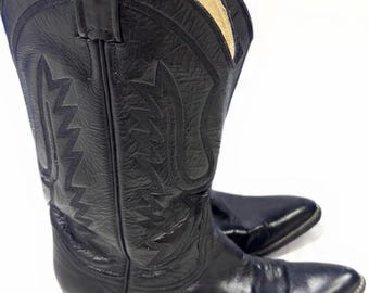 Botas vaqueras Remington de cuero suave negro - Talla 9