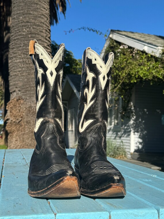 Western Black and White Leather Boots ~ Mens Size… - image 4