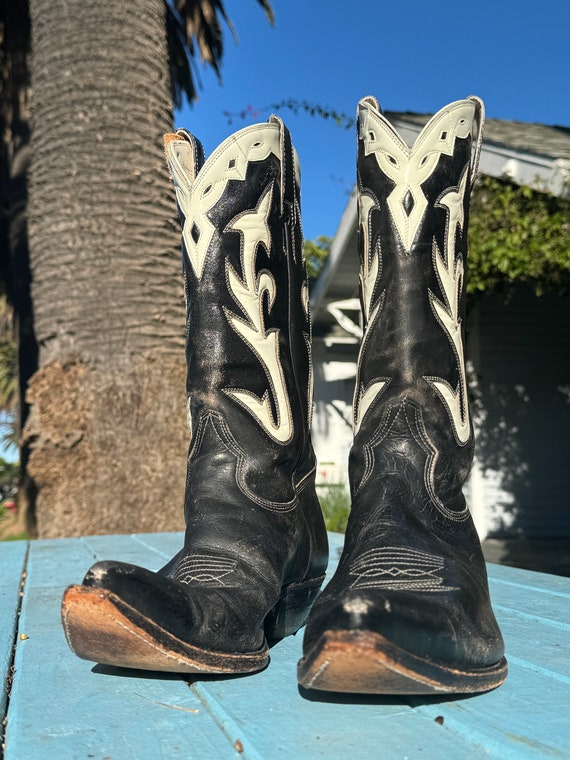Western Black and White Leather Boots ~ Mens Size… - image 9