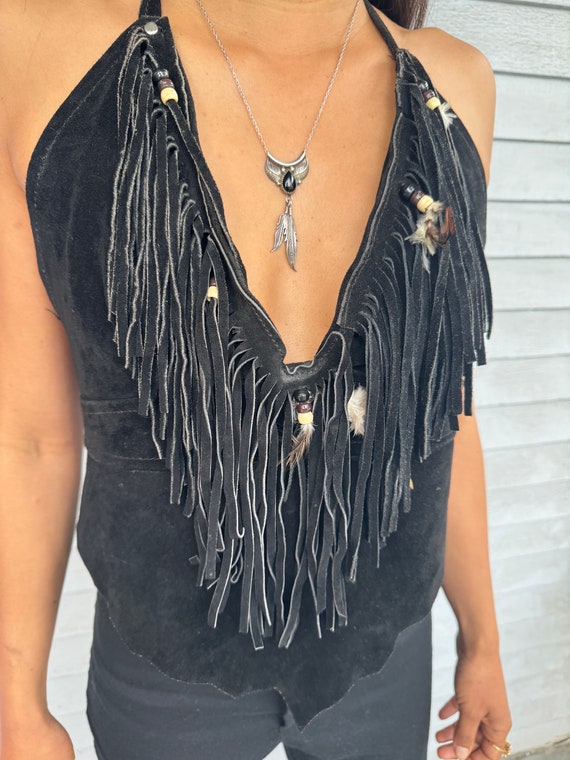 Suede Fringe Feather Top