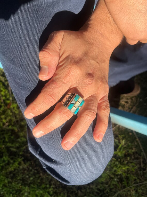 1960s Turquoise Mother of Pearl Stone Ring