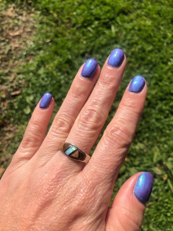 Vintage Zuni Tigereye Opal Sterling Silver Ring - image 1