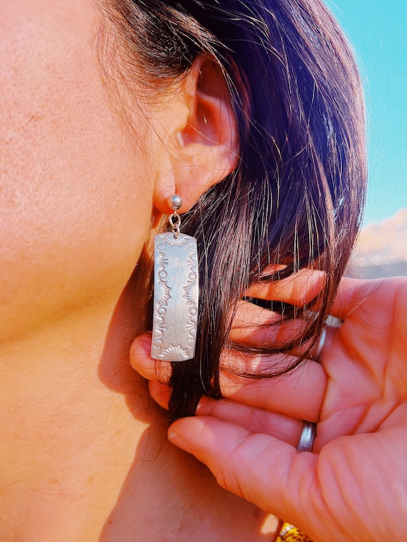 Sterling Silver Etched  Earrings