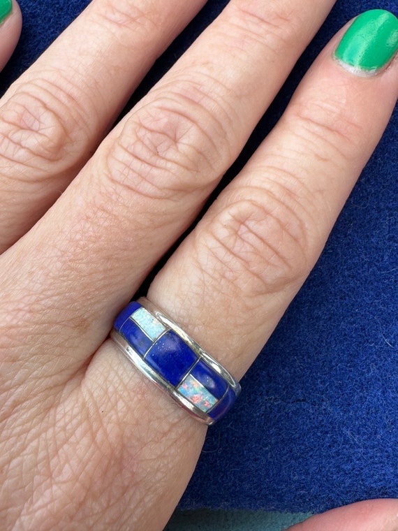 Lapis and Opal Ring - image 1