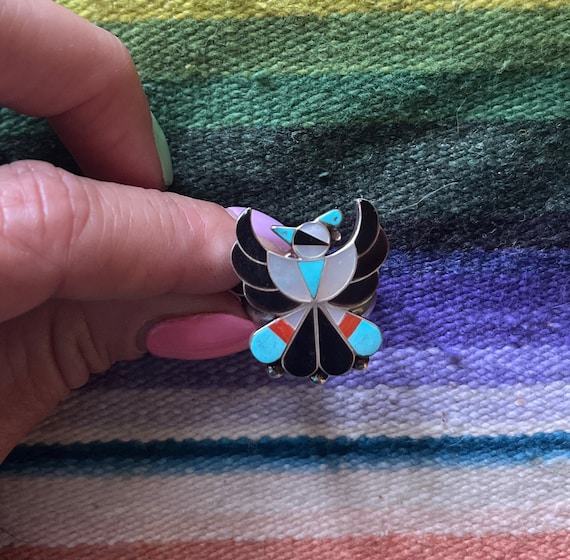 Thunderbird Zuni Pawn Inlay Ring - image 4