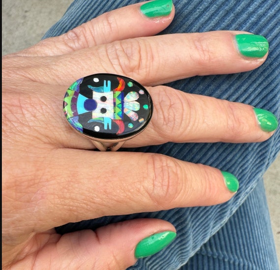 Microinlay Kachina Multistone Ring - image 1