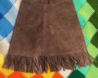 Vintage Kids Suede Fringe Skirt