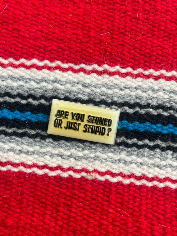 Vintage Are you Stoned or Just Stupid Pin