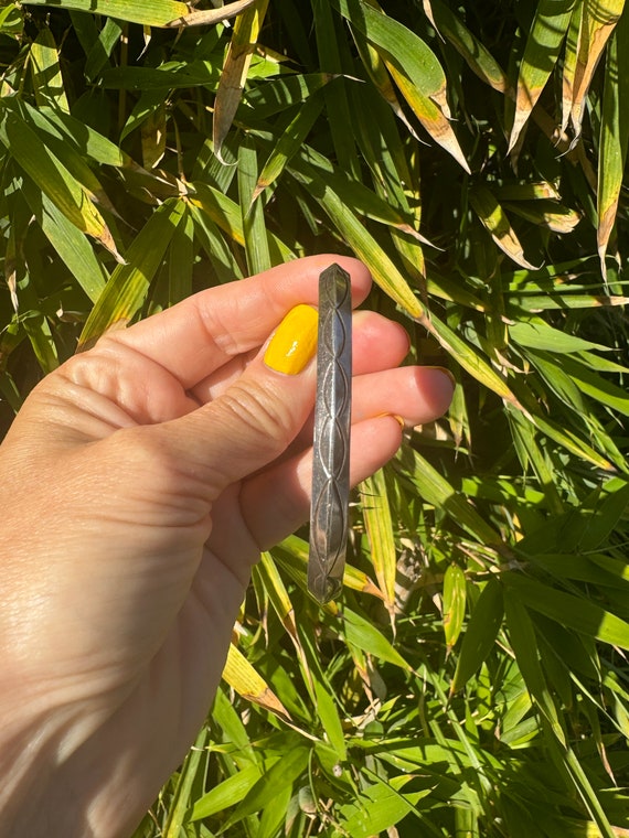 Solid Etched Silver Half Moons Cuff Bracelet - image 3