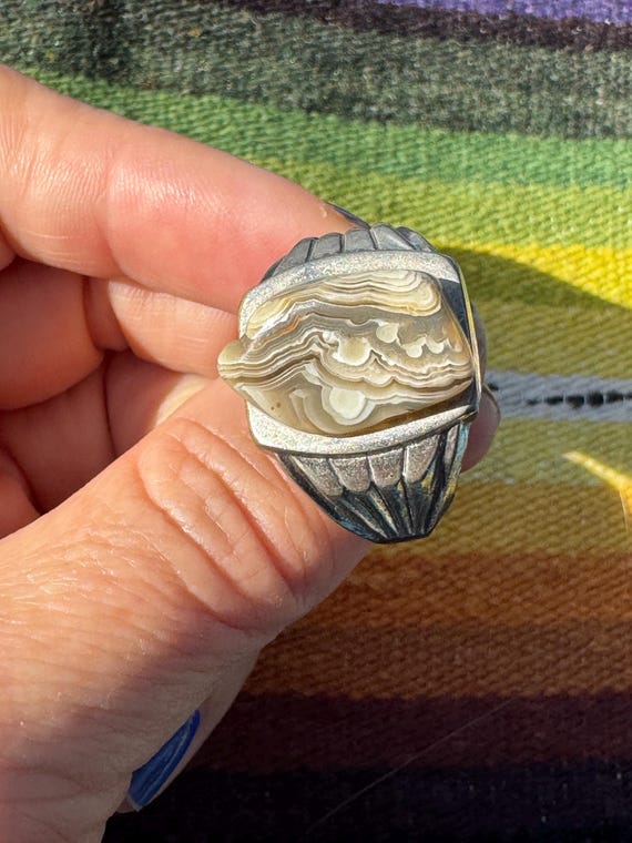 Lace Agate Sterling Silver Ring - image 1