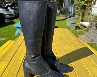 Vintage 1960s Leather Boots-Size 7.5