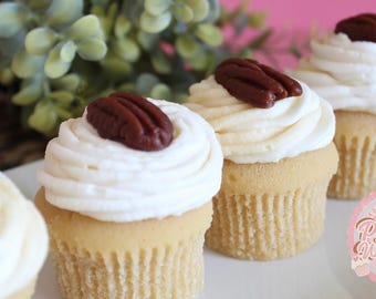 Velas de Cera para Cupcakes de Vainilla, Caramelo y Nueces Pecanas: Mini Vela de Postre, Cera con Aroma a Panadería, Cera con Forma de Comida, Regalo Hecho a Mano, Fragancia Dulce para el Hogar