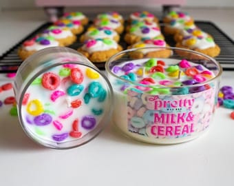 Milk & Cereal Candle, Fruity Cereal Candle , Realistic Food Candle, Dessert Candle, Gifts For Her, Mother's Day Gifts, Fruity Loops