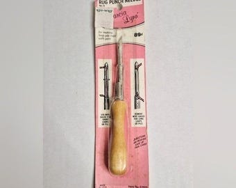 Vintage Marcia Lynn Rug Punch Needle No 6 Wooden Handle Rug Hook Tool Sealed