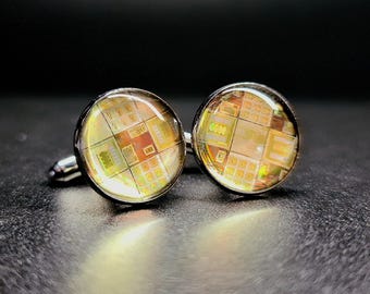 Handcrafted Microchip Cufflinks 'Solar Flare'