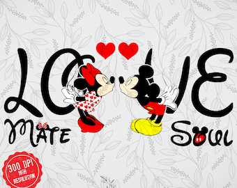 Mickey en Minnie Valentine, png-bestand: magisch kasteelliefhebber soulmate-paarontwerpen (digitale download)