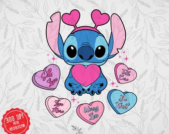 Stitch Valentine PNG, Self Love Quote Art (Digital Download)