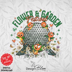 Epcot Theme Park Mickey and Friends Flower PNG, Epcot International Flower and Garden Festival 2025 Png, Magic Kingdom Png, Flower Garden