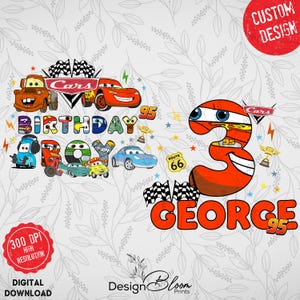 Lightning McQueen Birthday Png, Cars Birthday Boy Front Back Png, Pixa Pit Crew Png, Birthday Family Gift, Racing Car Birthday Trip Png