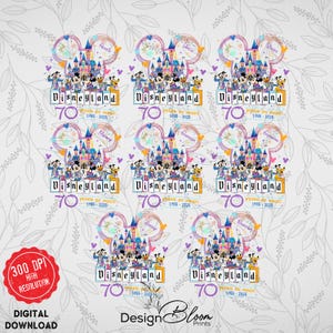 Custom Resort 70-jähriges Jubiläum Mickey und Freunde Png, Feier California Park Familie Matching, magische 70-jährige Platin Feier