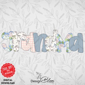 Floral Grandma PNG, Grandma With Floral Pattern Png, Grandma Shirt Png, Boho Floral Shirt Png, Mother&#39;s Day Png, Grandma Sublimation