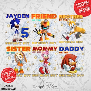 Personalized Sonic Birthday Png Bundle, Custom Sonic Png, Sonic Hedgehog Birthday Png, Birthday Boy Girl Png, Custom Family Birthday Png