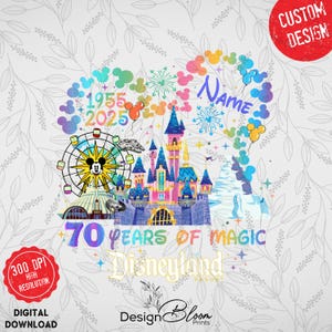 Benutzerdefinierte 70-jähriges Jubiläum Magical Resort Png, Mickey und Freunde feiern Png, 70 Jahre magische Familie, die Png zusammenpasst, Erholungsort des 70. Jahres