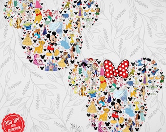 Mickey & Minnie Head Silhouette PNG Bundle: Magical Castle (Digital Download)