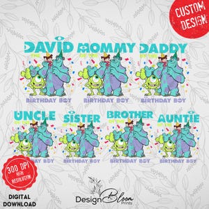 Birthday Boy Monster Png Bundle, Custom Personalized Monsters Png, Funny University Design Png, Logo Birthday Png, Custom Name Age Png