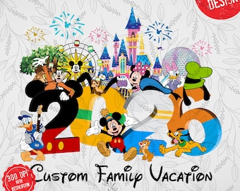 Custom Family Vacation 2026 PNG: Mickey Castle Design 1881 (Digital Download)