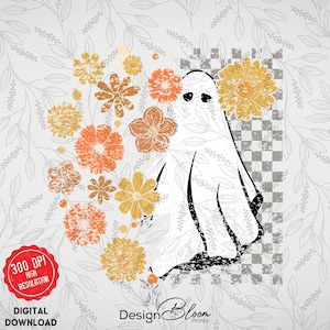 Halloween Fall Ghost Png, Girly Pumpkin Png, Boho Floral Fall Png, Halloween Png, Autumn Vibes Png, Spooky Season Png, Trending png