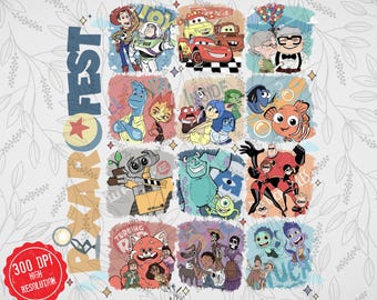 Pixar Fest Characters PNG: Toy Story, Cars, Inside Out (Digital Download)