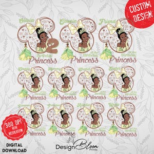 Custom Tiana Princess Birthday Family Vacation PNG, Tiana Princess, Tiana Princess, Birthday Girl, Family Matching Birthday