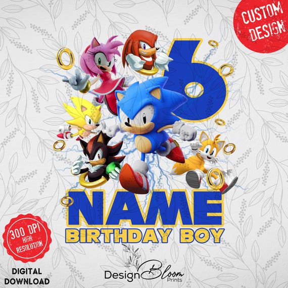 Personalized Sonic Birthday PNG: Custom Family Design 1087 (Digital Download)