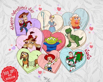 Toy Valentine's Day PNG, Heart Characters (Digital Download)