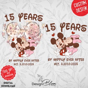 Personnalisé pour célébrer l&#39;année magique PNG, anniversaire de Disneyland Png, Disneyland couple Png, Disneyland Mickey Minnie Png téléchargement numérique