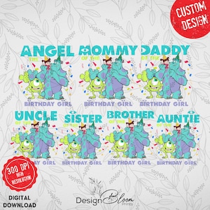 Birthday Girl Monster Png Bundle, Custom Personalized Monsters Png, Funny University Design Png, Logo Birthday Png, Custom Name Age Png