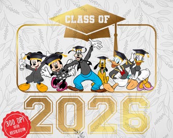 Senior 2026 Mickey Graduation PNG: Tassel to Castle (Digital Download